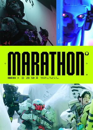 5:7 crop of the Marathon 2025 Steam library capsule art. Full box art is File:Marathon2025Info.jpg