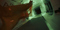 A Compiler moves through the hallways of the Marathon from the Cinematic Trailer.