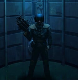 Mjolnir Recon Number 54 armed with an M-75 Assault Rifle onboard the Marathon.