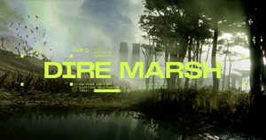 A title screen for Dire Marsh.