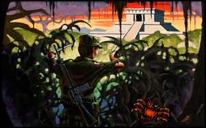 Sergeant Eddings approaches the mysterious pyramid in the Yucatan Peninsula.